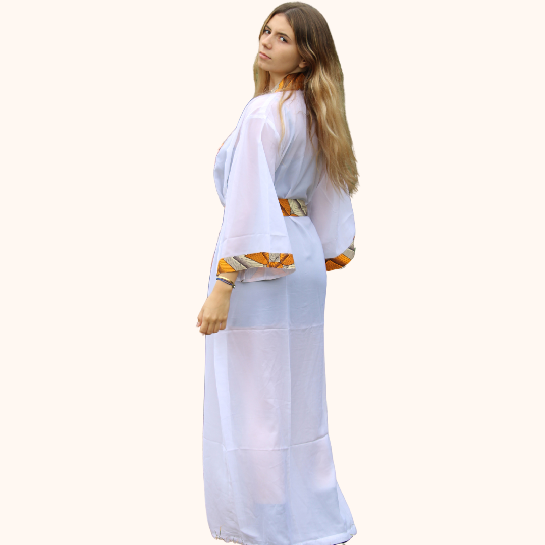 Tunique mousseline aux bordures wax