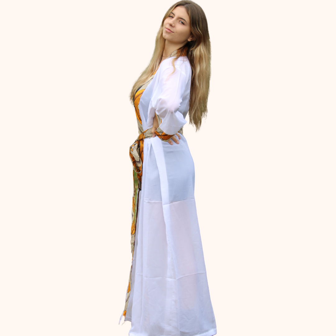 Tunique mousseline aux bordures wax