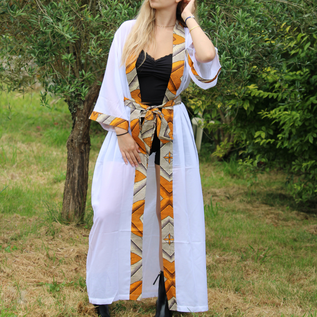 Tunique mousseline aux bordures wax