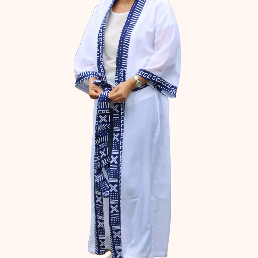 Tunique mousseline aux bordures wax