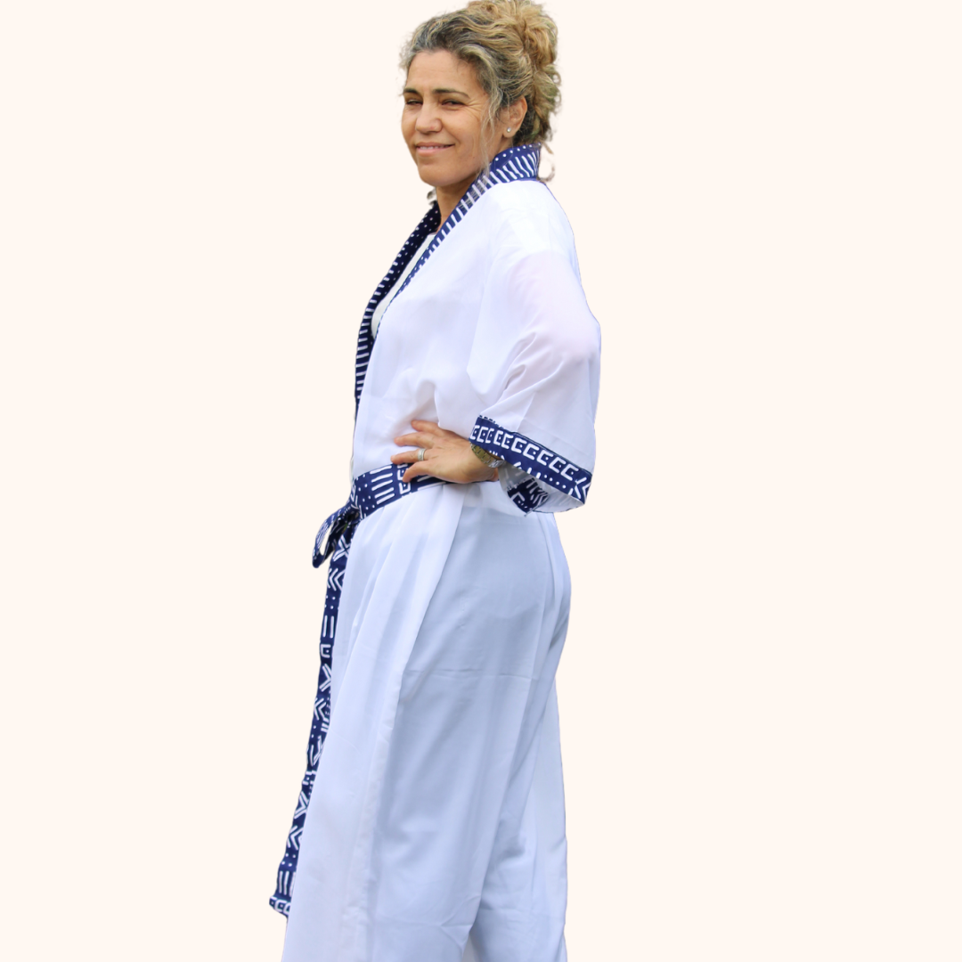 Tunique mousseline aux bordures wax