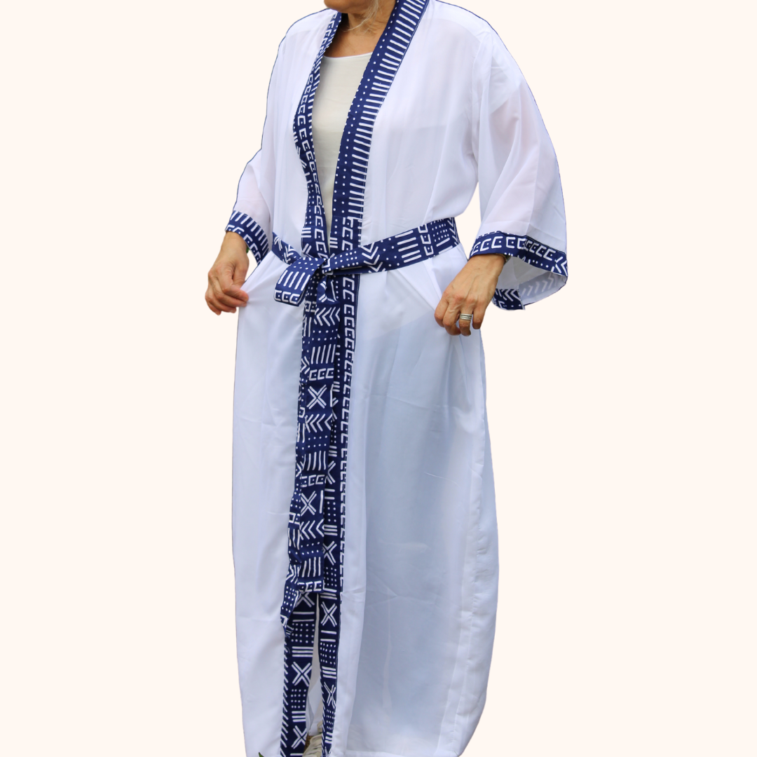 Tunique mousseline aux bordures wax