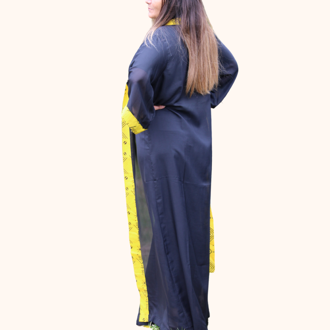 Tunique mousseline aux bordures wax