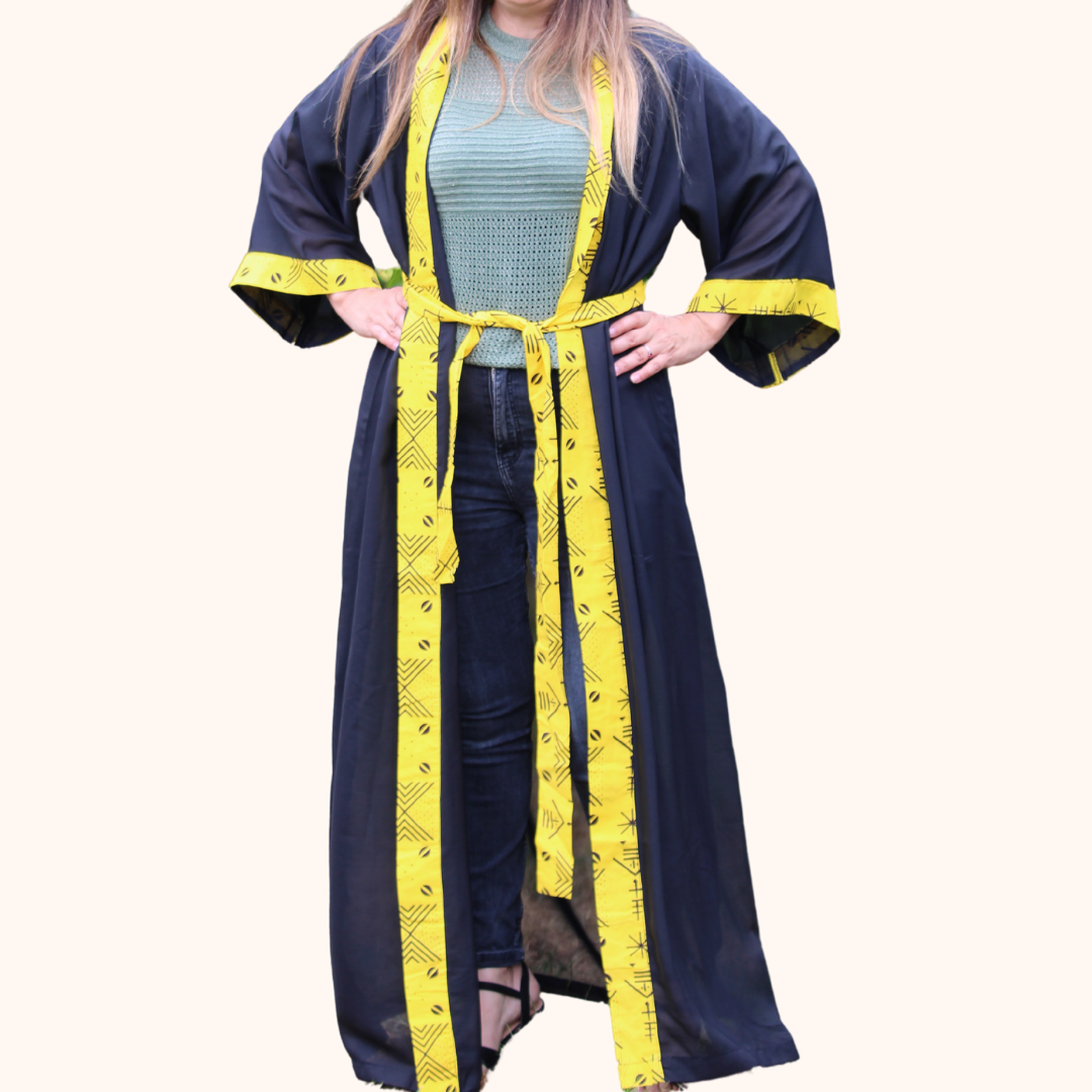 Tunique mousseline aux bordures wax