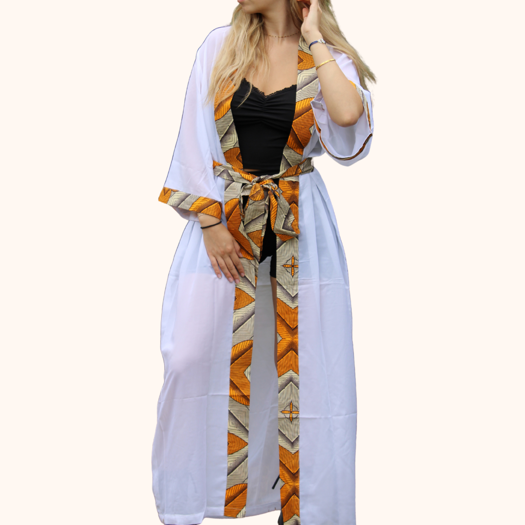 Tunique mousseline aux bordures wax